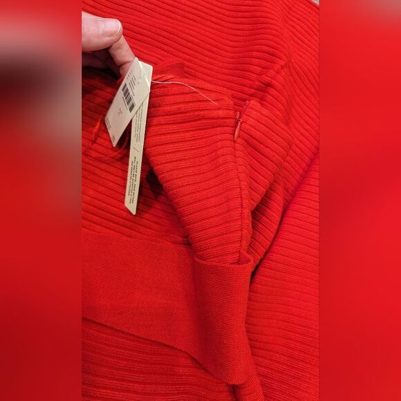 NWT Anthropologie red Strapless belted open back A-line Midi Sweater Dress sz L - Picture 8 of 16